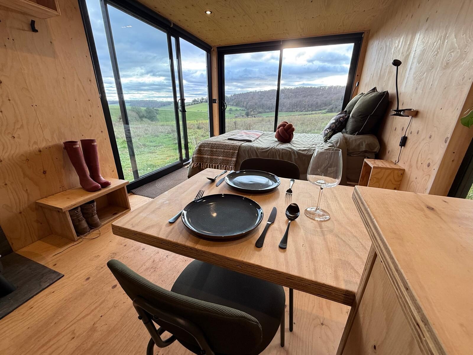 Roeka cabin surroundings — woodland setting near Goodwood, South Downs